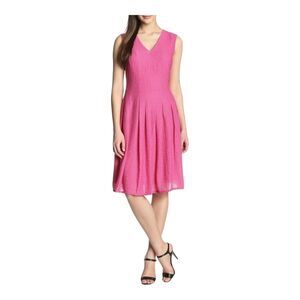 Anne Klein Dress Pink Sleeveless Fit and Flare Fully Lined Textured size 2